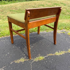 Vintage 1950s Mid-Century Modern MCM Conversation Bench Walnut Green Entryway Hall