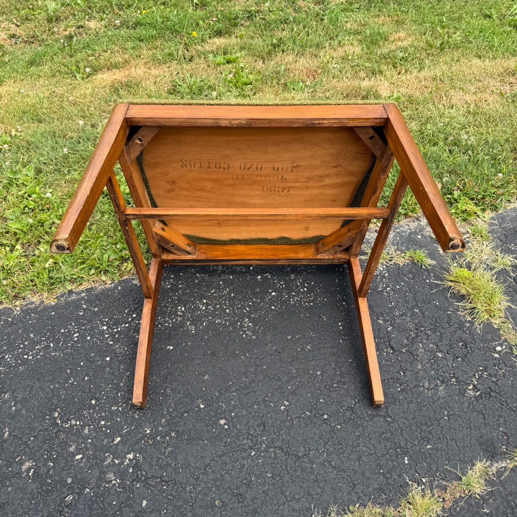 Vintage 1950s Mid-Century Modern MCM Conversation Bench Walnut Green Entryway Hall