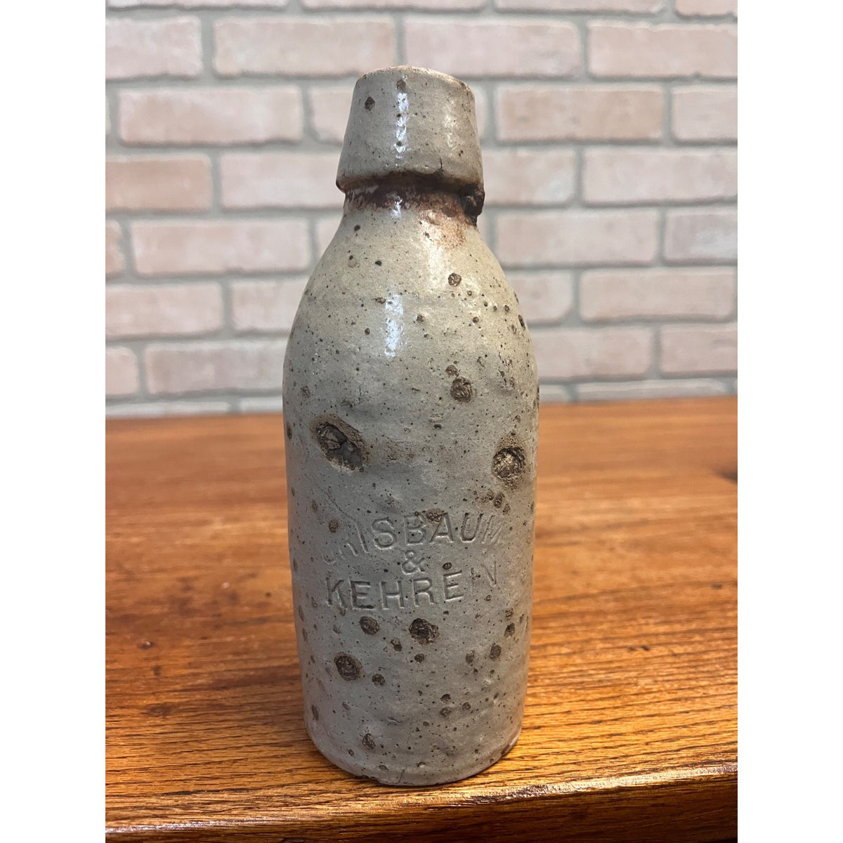Antique 1800s GRISBAUM & KEHREIN Milwaukee Wis. Clay Stoneware Beer Bottle