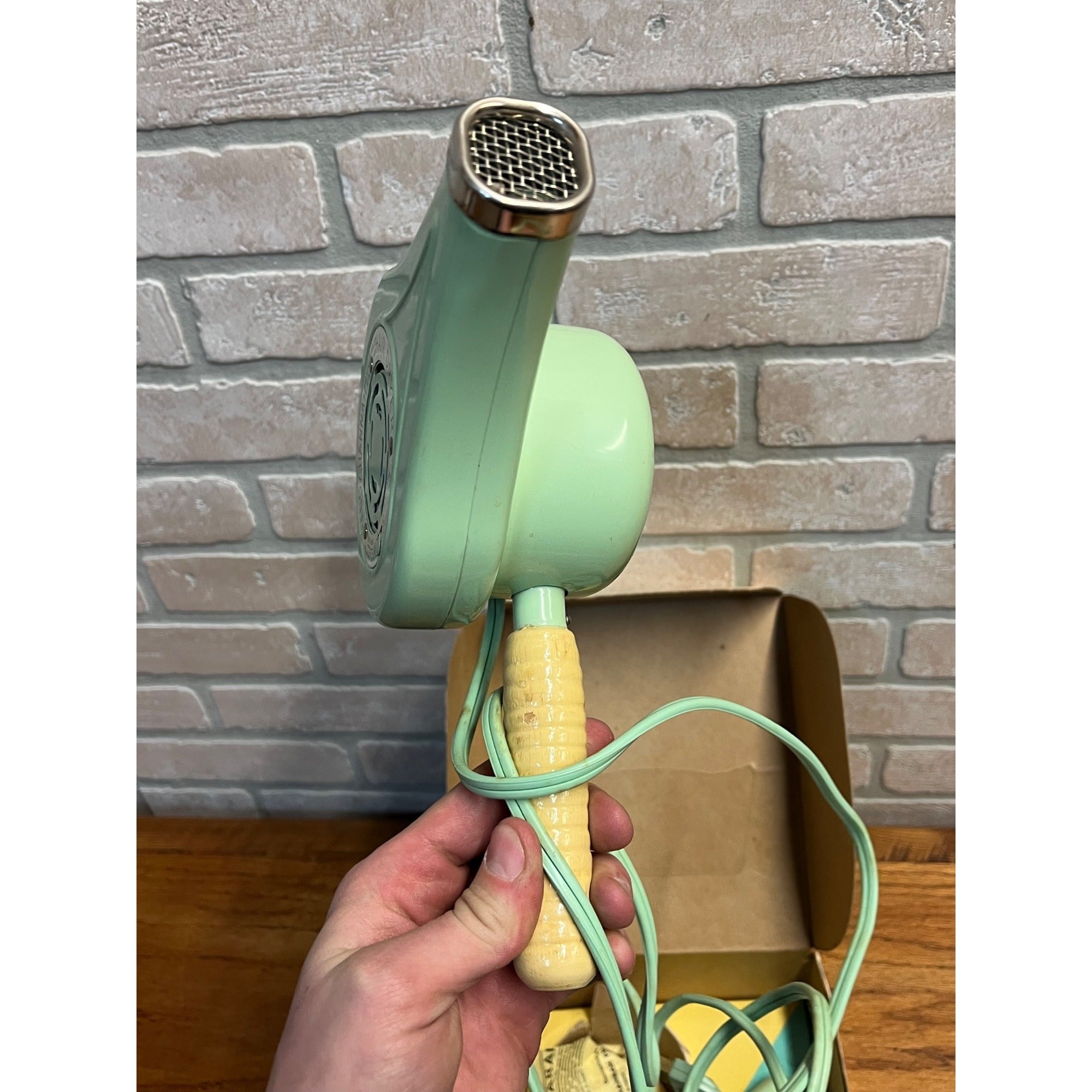 Vintage 1950s Handy Hannah Mint Green Electric Hair Dryer - Works - Orig Box