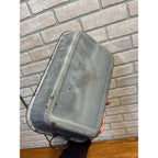 Antique Primitive Graniteware Enamelware Handled Gray Baking Dish/ Deep Casserole Pan/ Farmhouse/ Kitchen Decor, Grey