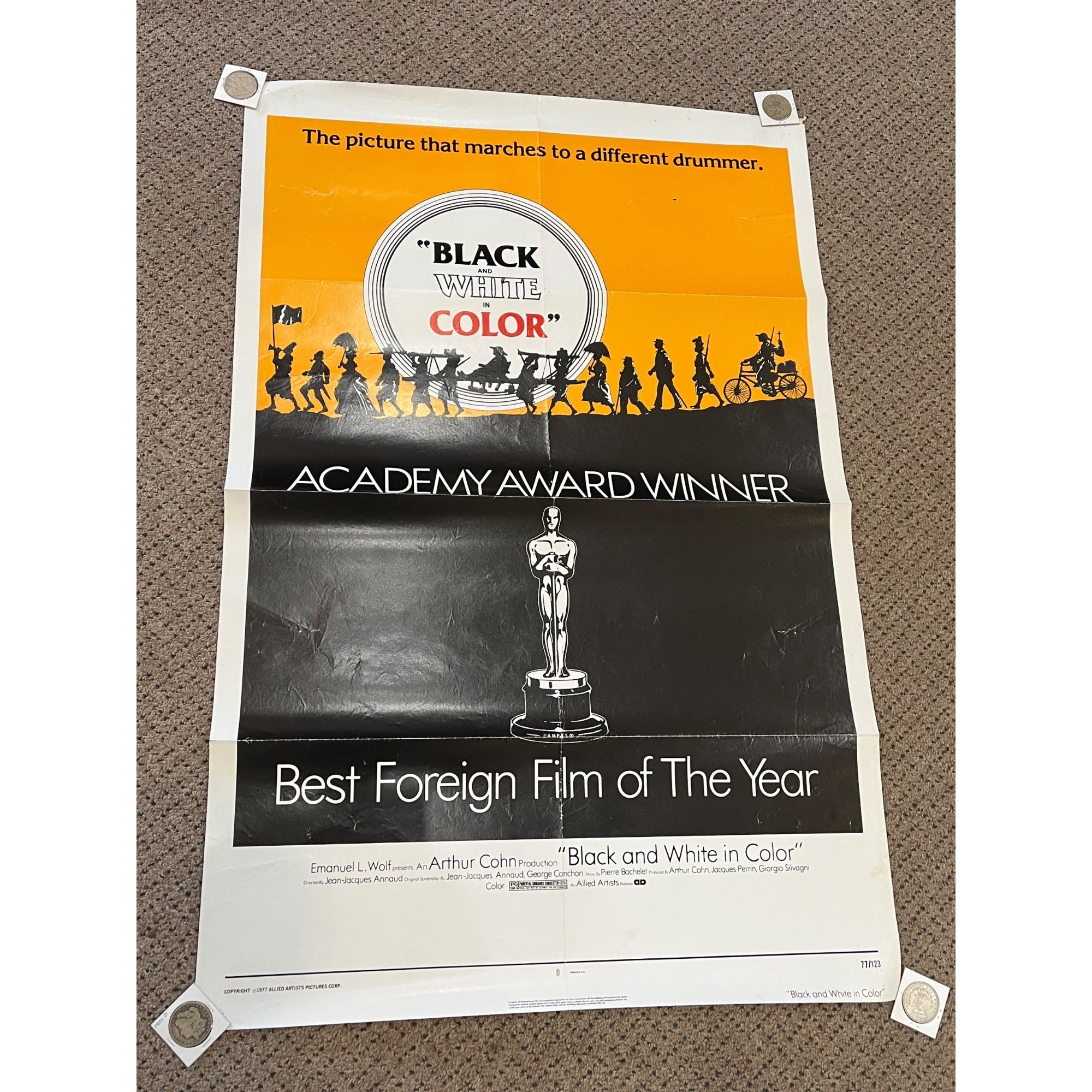 1977 Black And White In Color Original Movie Poster 27x41 Jean-Jacques Annaud