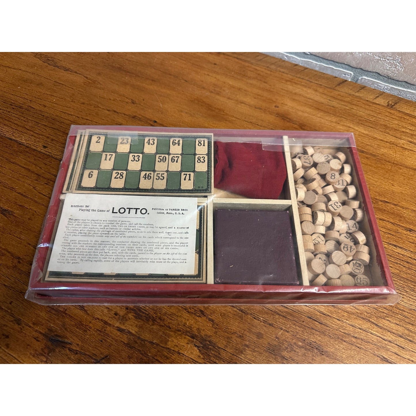 RARE Vintage c1931 Parker Brothers Complete Lotto Board Game in Box #383