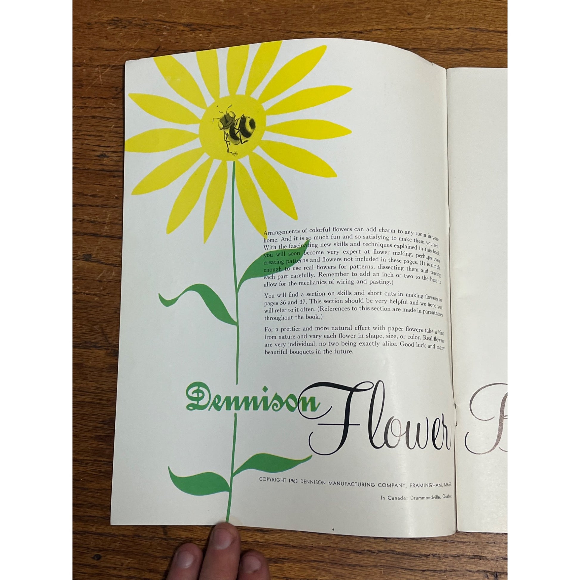 Dennison Flower Book Crepe Paper 1963 Book Booklet Patterns Vintage Arrangement
