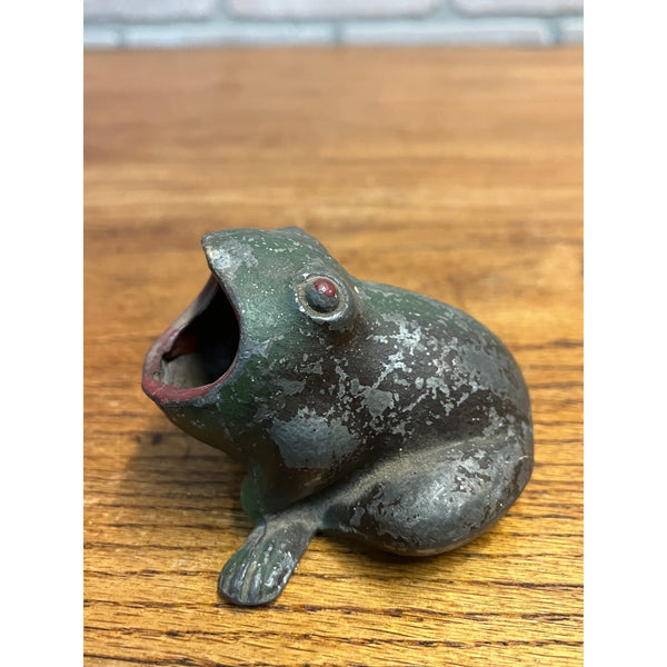 Vintage 1920s Frog Figural Ashtray or Match Holder Open  Mouth Original Paint