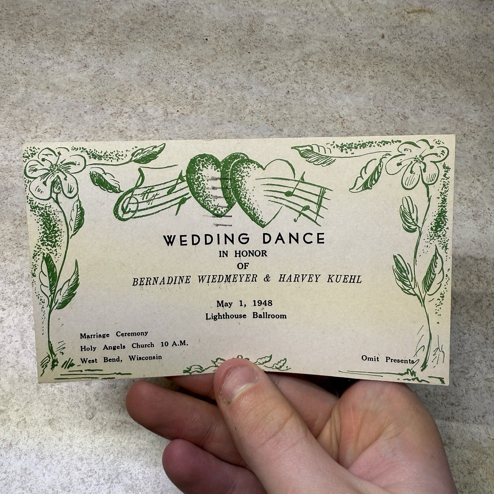 Wedding Dance Wiedmeyer Kuehl West Bend Wis 1948 Postcard