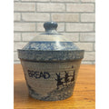 Primitive Style Stoneware Bread Lidded Jar Bowl Sugarcamp Pottery Rabbits