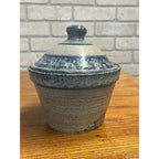 Primitive Style Stoneware Bread Lidded Jar Bowl Sugarcamp Pottery Rabbits