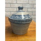 Primitive Style Stoneware Bread Lidded Jar Bowl Sugarcamp Pottery Rabbits