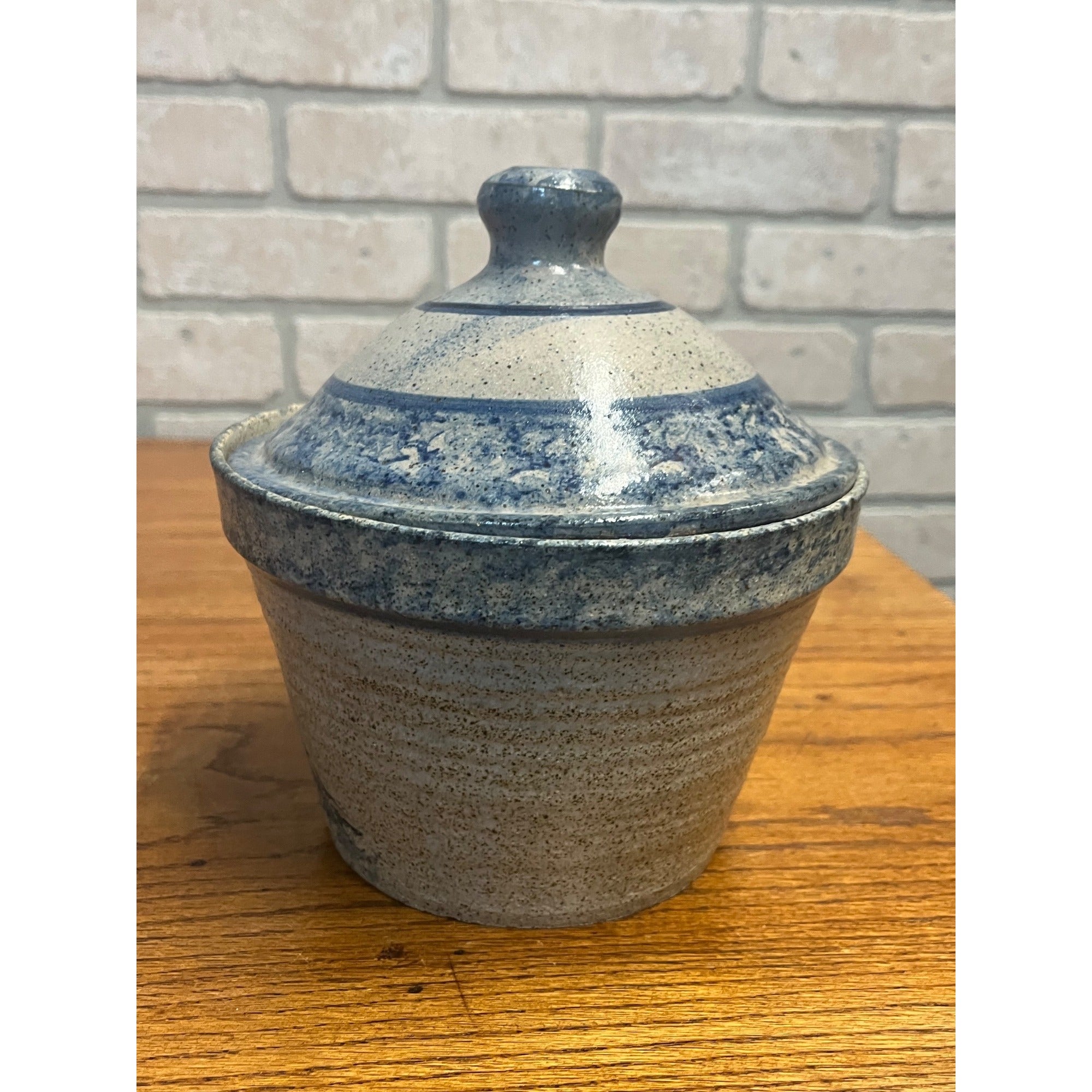 Primitive Style Stoneware Bread Lidded Jar Bowl Sugarcamp Pottery Rabbits