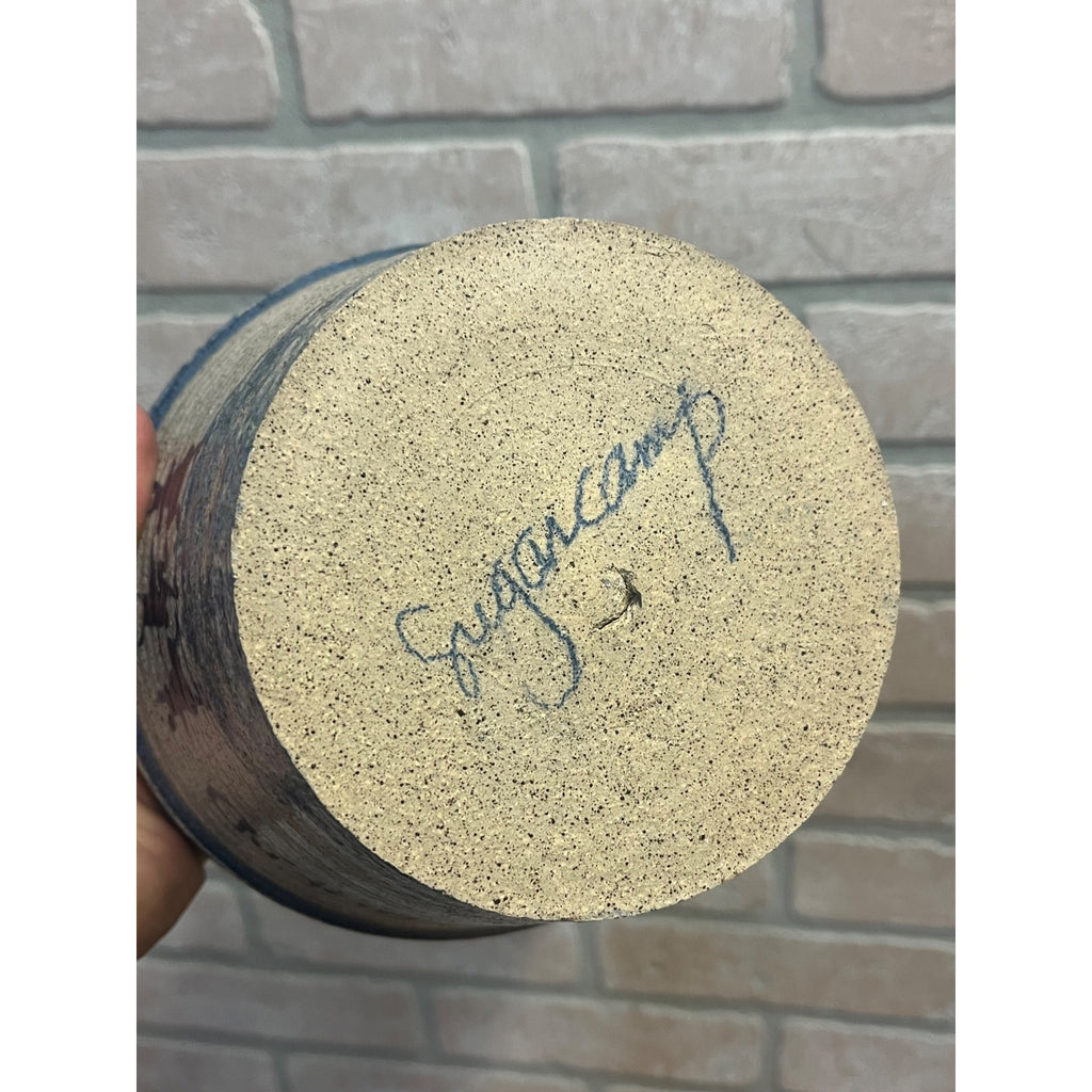 Primitive Style Stoneware Bread Lidded Jar Bowl Sugarcamp Pottery Rabbits