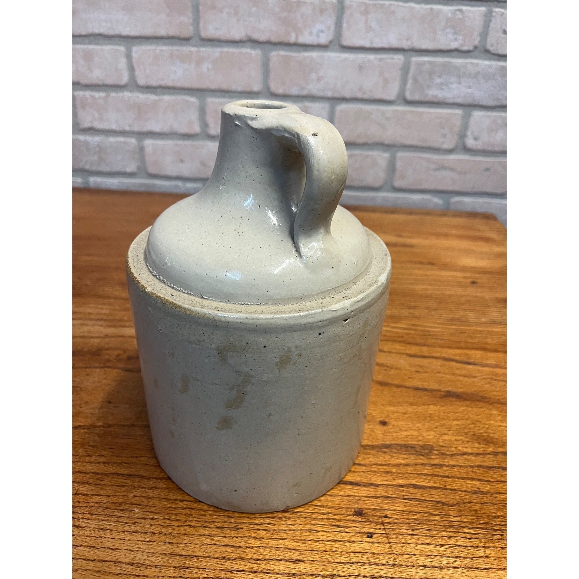 Antique Primitive Stoneware White Shoulder Jug Farmhouse Country Decor 8.5" Tall