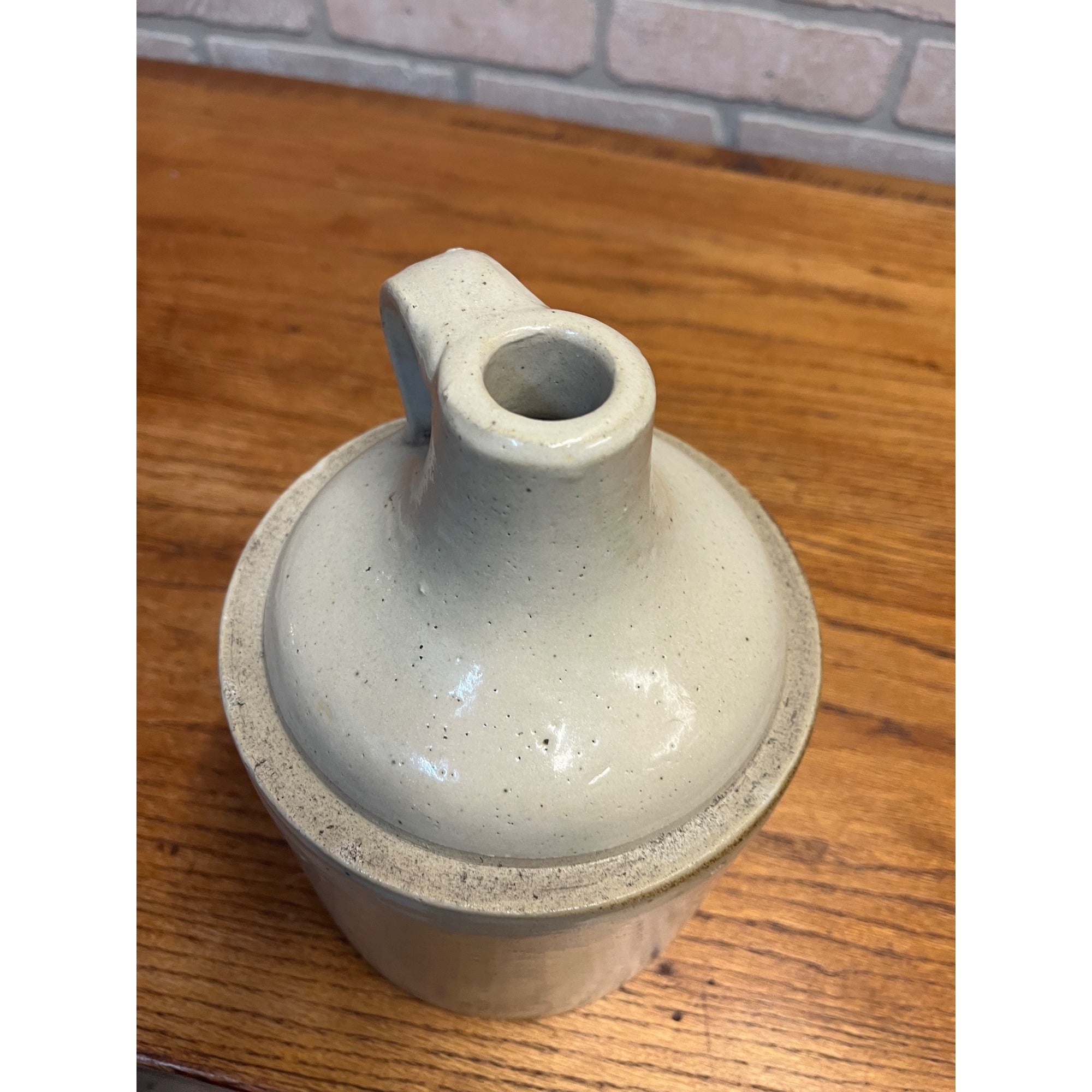 Antique Primitive Stoneware White Shoulder Jug Farmhouse Country Decor 8.5" Tall