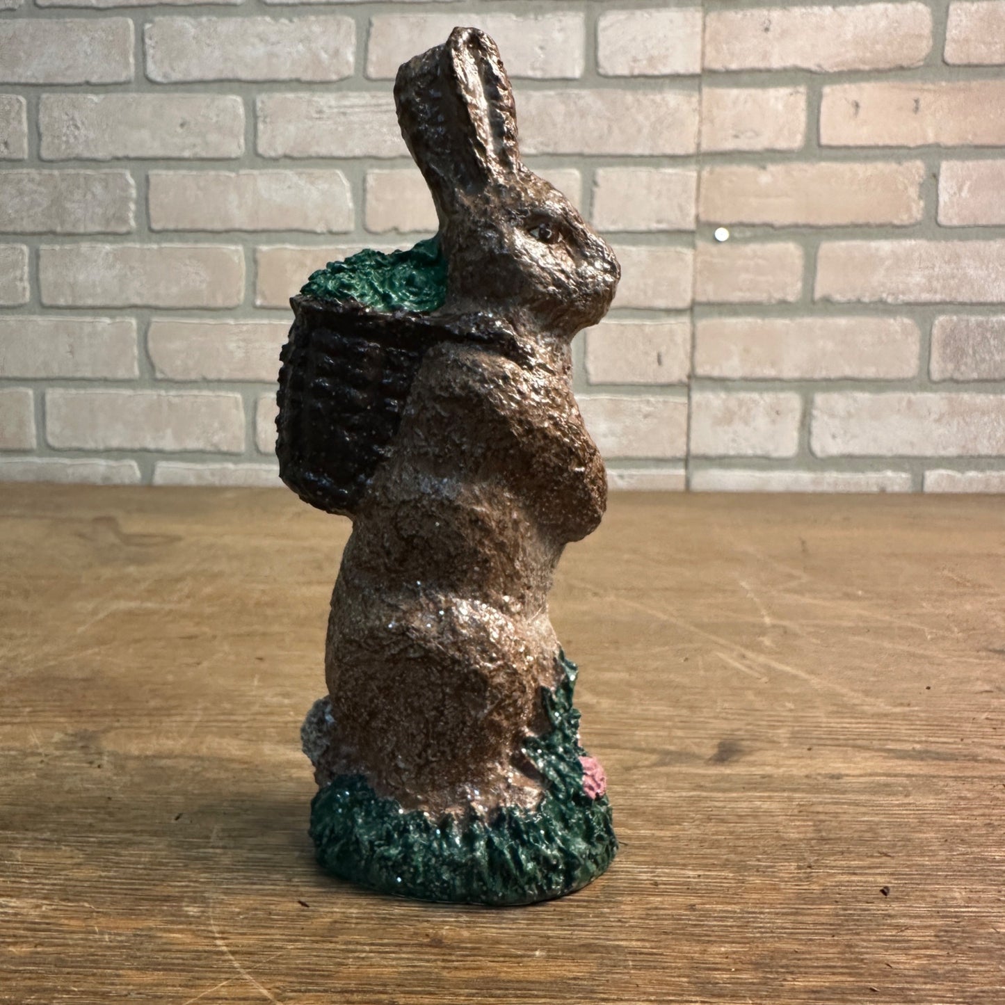 Vintage 1997 Haresnickle Bunny with Basket on Back Figurine Lindquist Baldwin