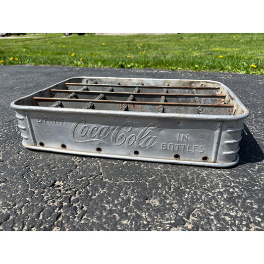 Vintage 1950s Heavy Aluminum Coca Cola 24 Bottle Stadium Carrier/Caddy