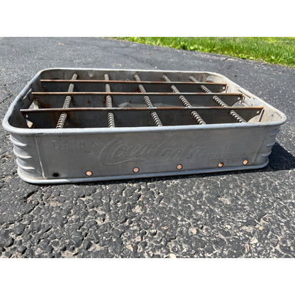 Vintage 1950s Heavy Aluminum Coca Cola 24 Bottle Stadium Carrier/Caddy