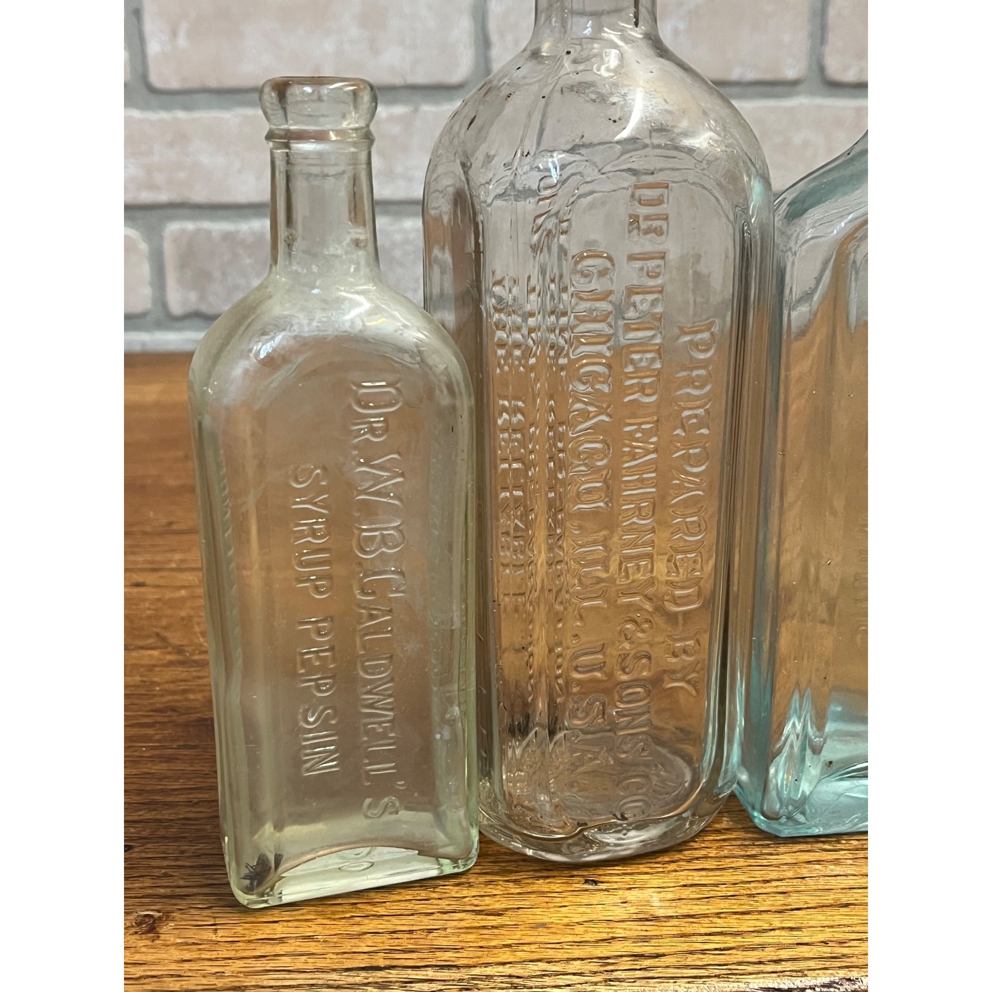 Antique Medicine Bottle Lot Dr Miles Nervine Caldwell Pepsin Fahrney Glass Aqua