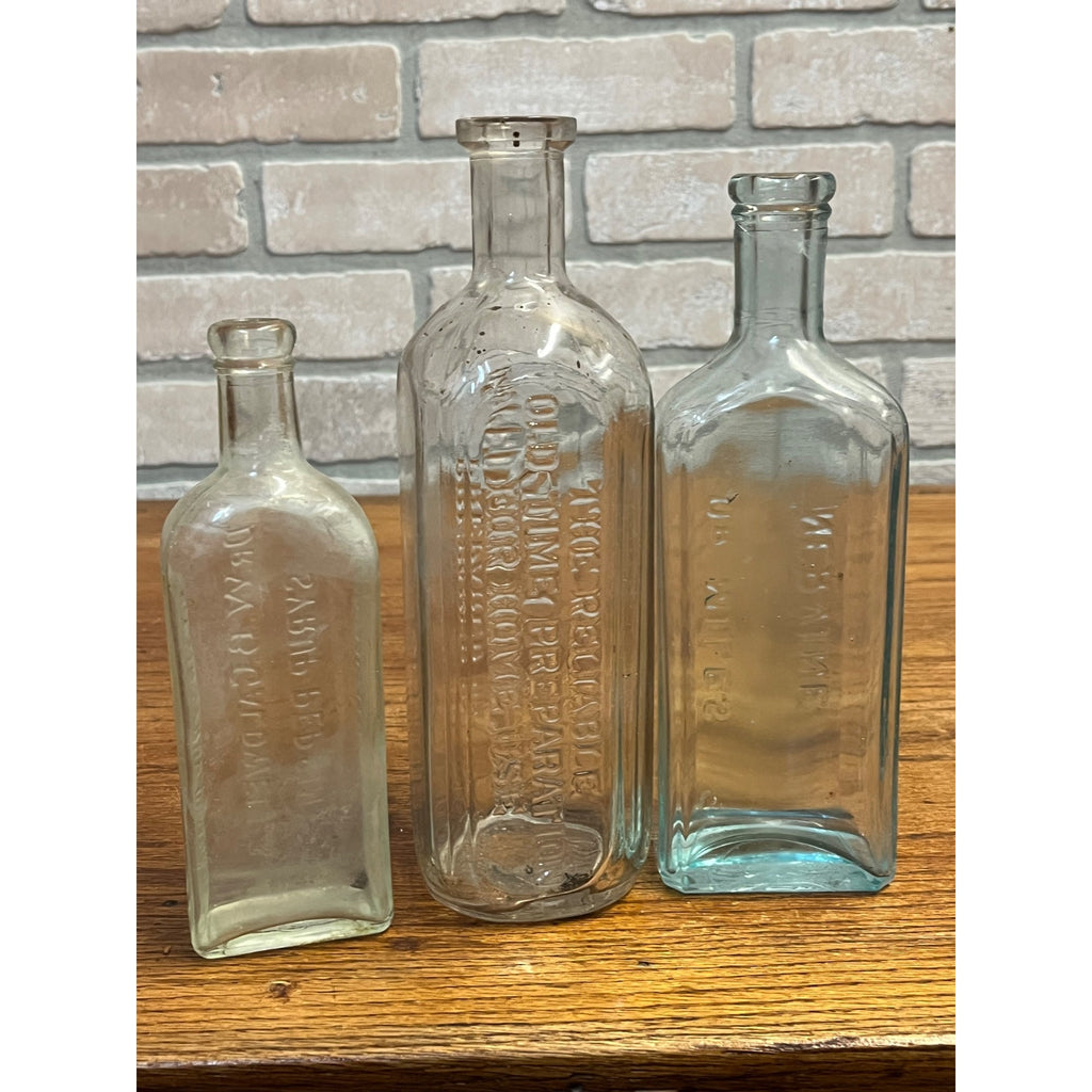 Antique Medicine Bottle Lot Dr Miles Nervine Caldwell Pepsin Fahrney Glass Aqua
