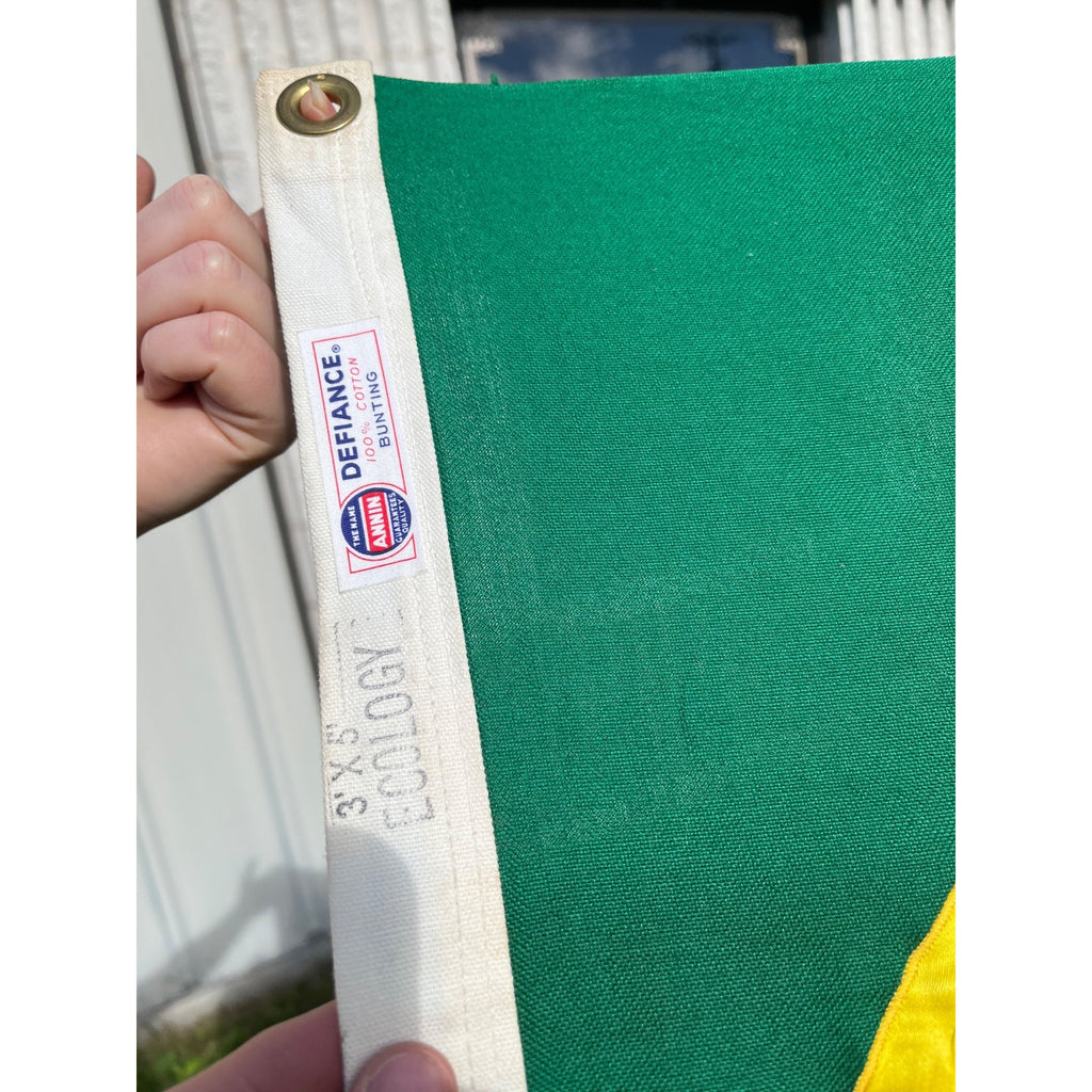 RARE Vintage Annin DEFIANCE Cotton Stitched ECOLOGY FLAG Environment GO GREEN