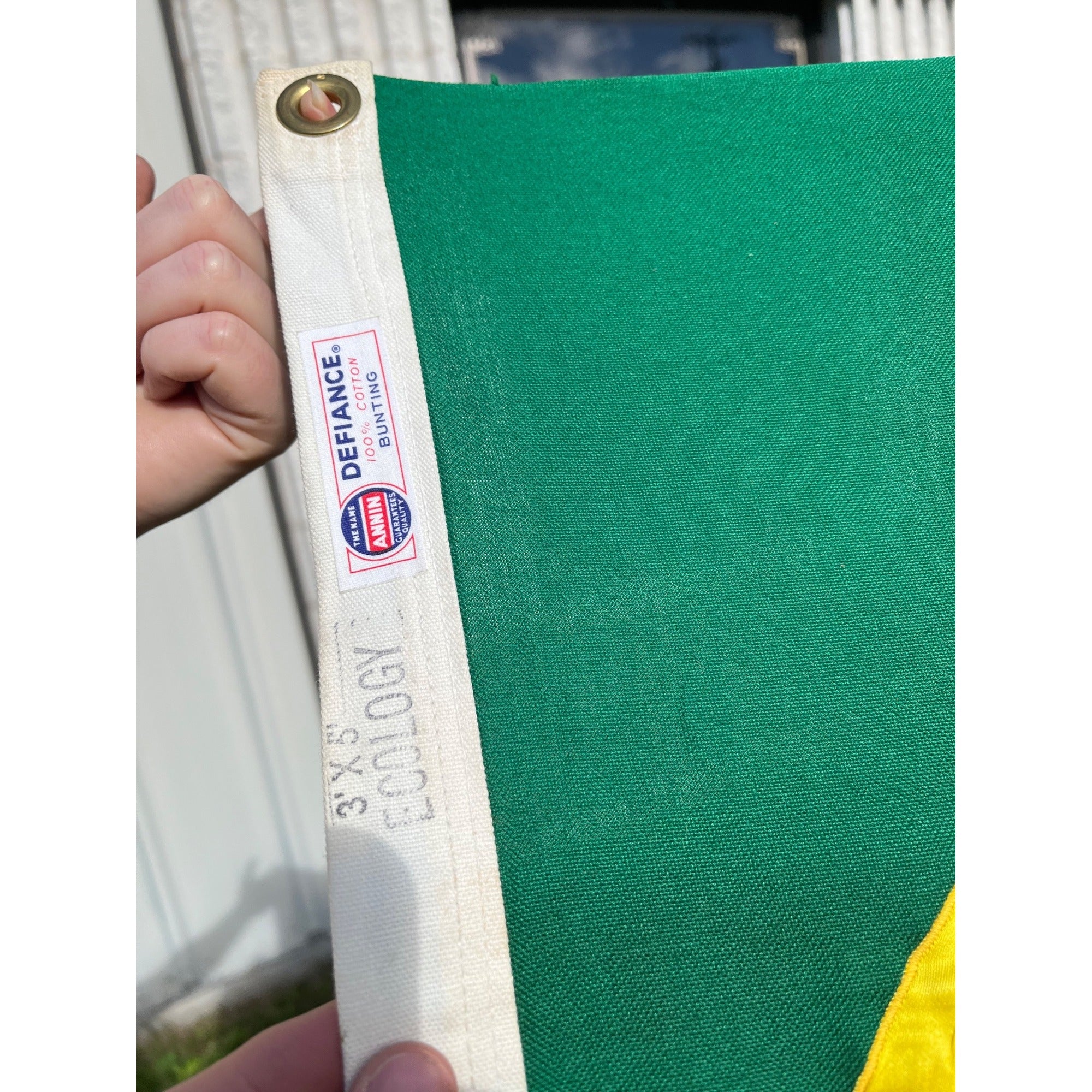 RARE Vintage Annin DEFIANCE Cotton Stitched ECOLOGY FLAG Environment GO GREEN