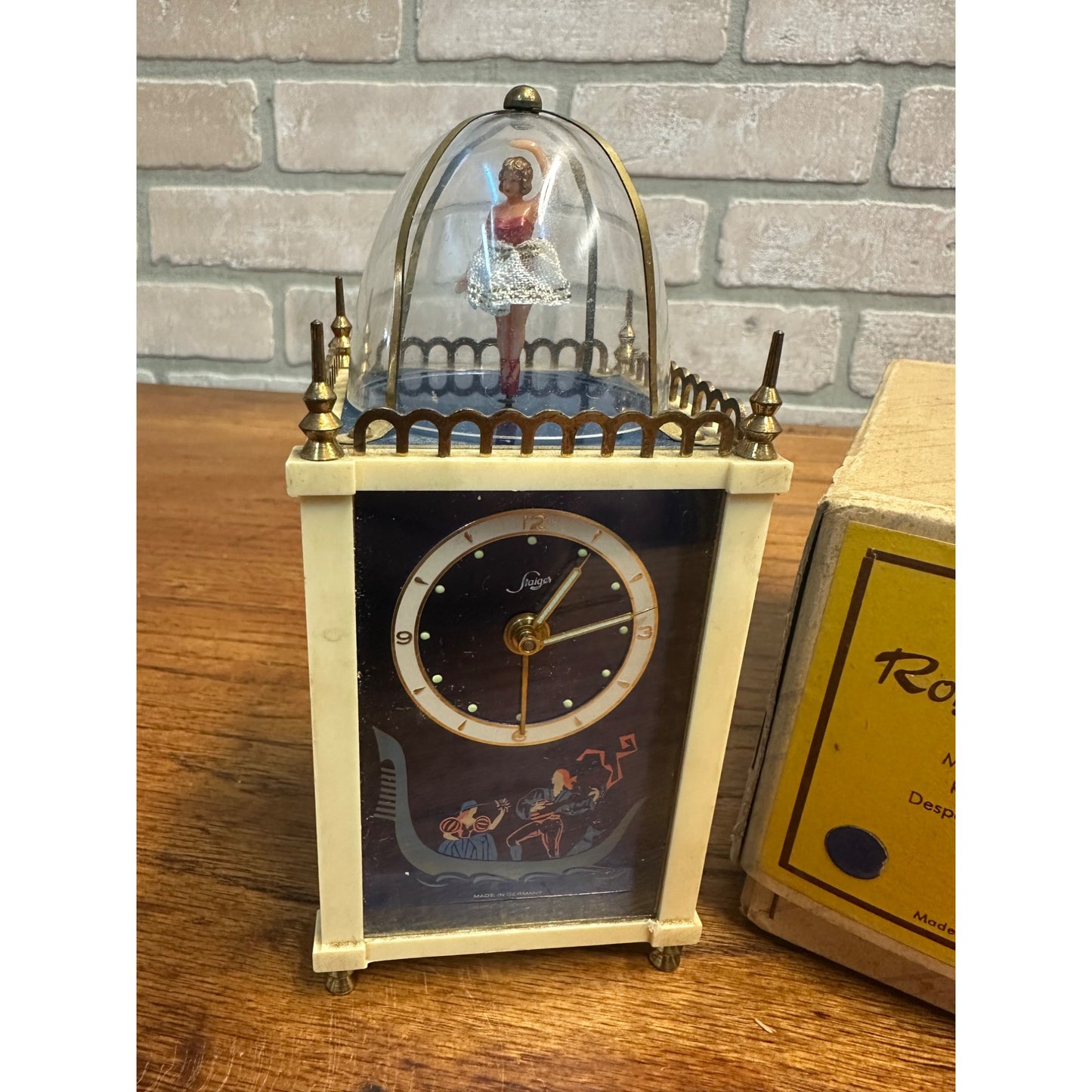 Antique Thorens Swiss No. 135 Ballerina Musical Clock Moulin Rouge w/ Box