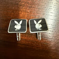 Vintage Playboy Bunny Cuff Links Black White Silver