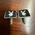 Vintage Playboy Bunny Cuff Links Black White Silver