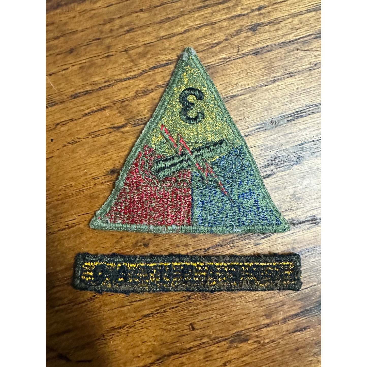 Original WWII 3rd Armored Division Patch Green Back Spearhead