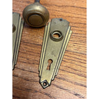 Antique Vintage Art Deco Brass Door Plates & Door Knob Set 2"