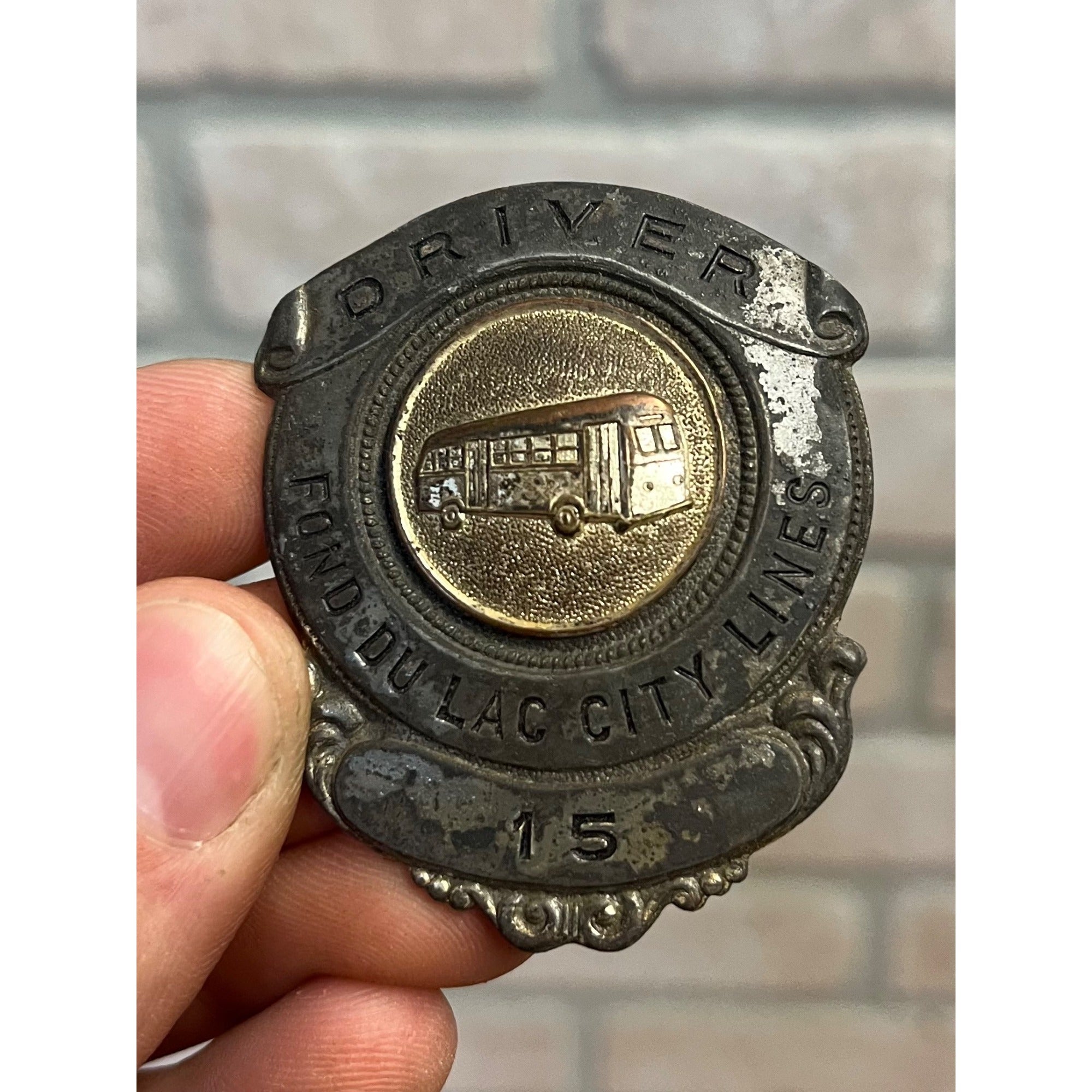 RARE Vintage 1930s Fond du Lac City Lines Bus Driver Hat Badge Wis WI