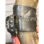 Vintage Norwegian Viking Drinking Horn Travel Souvenir Stavanger Pewter Folk Art