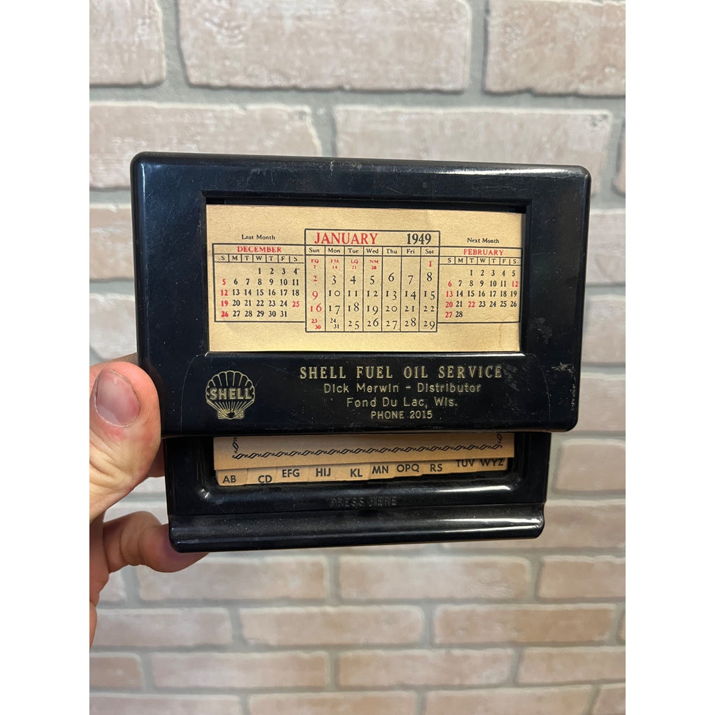 Vintage Shell Oil Advertising Calendar Phone Index Dick Merwin Fond du Lac WI