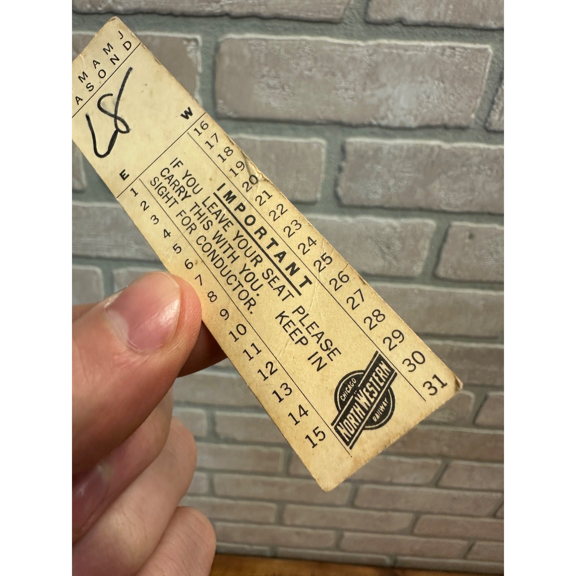 Vintage Chicago Northwestern System Paper Train Ticket Stub