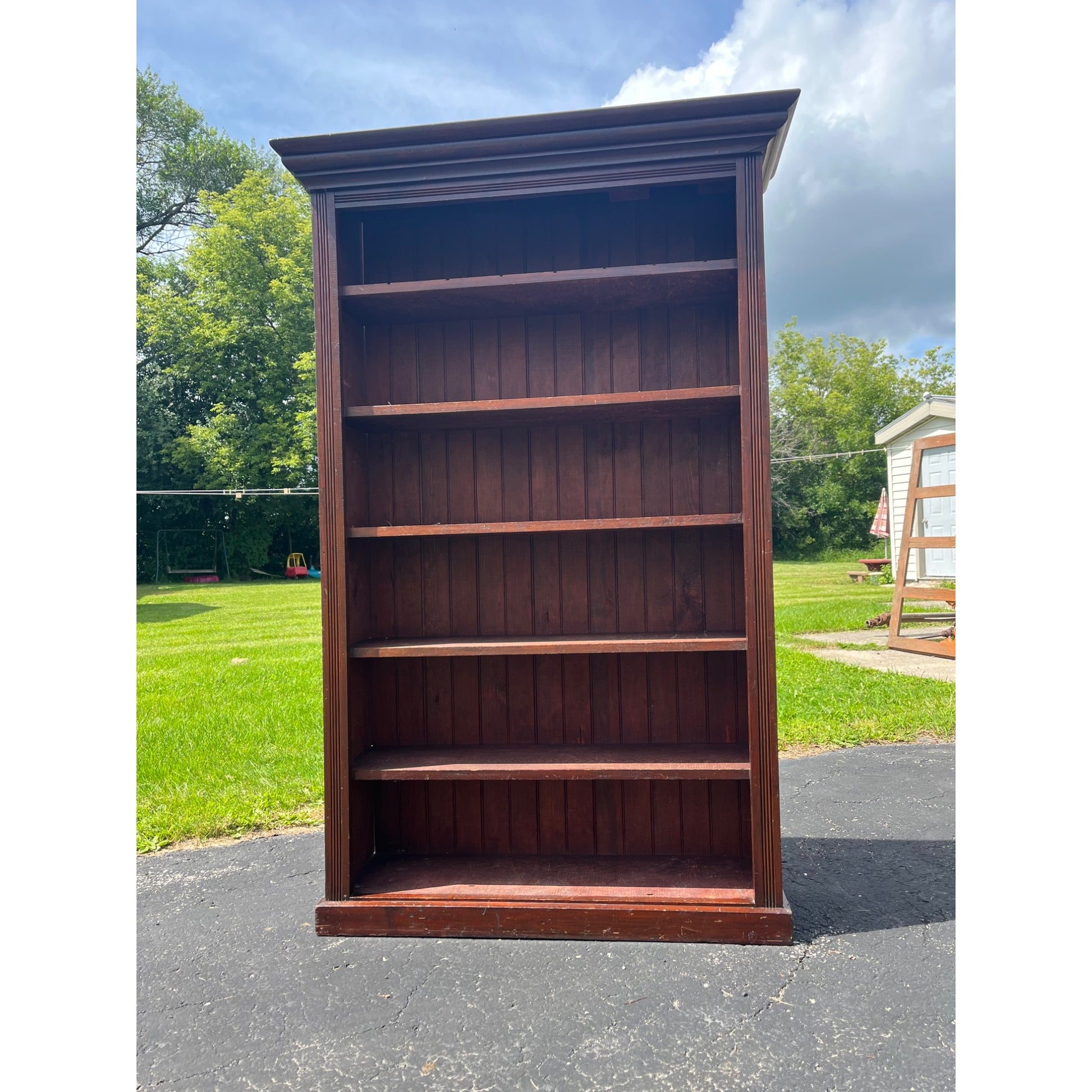Antique Primitive Style Bookshelf Display Bookcase Cabinet