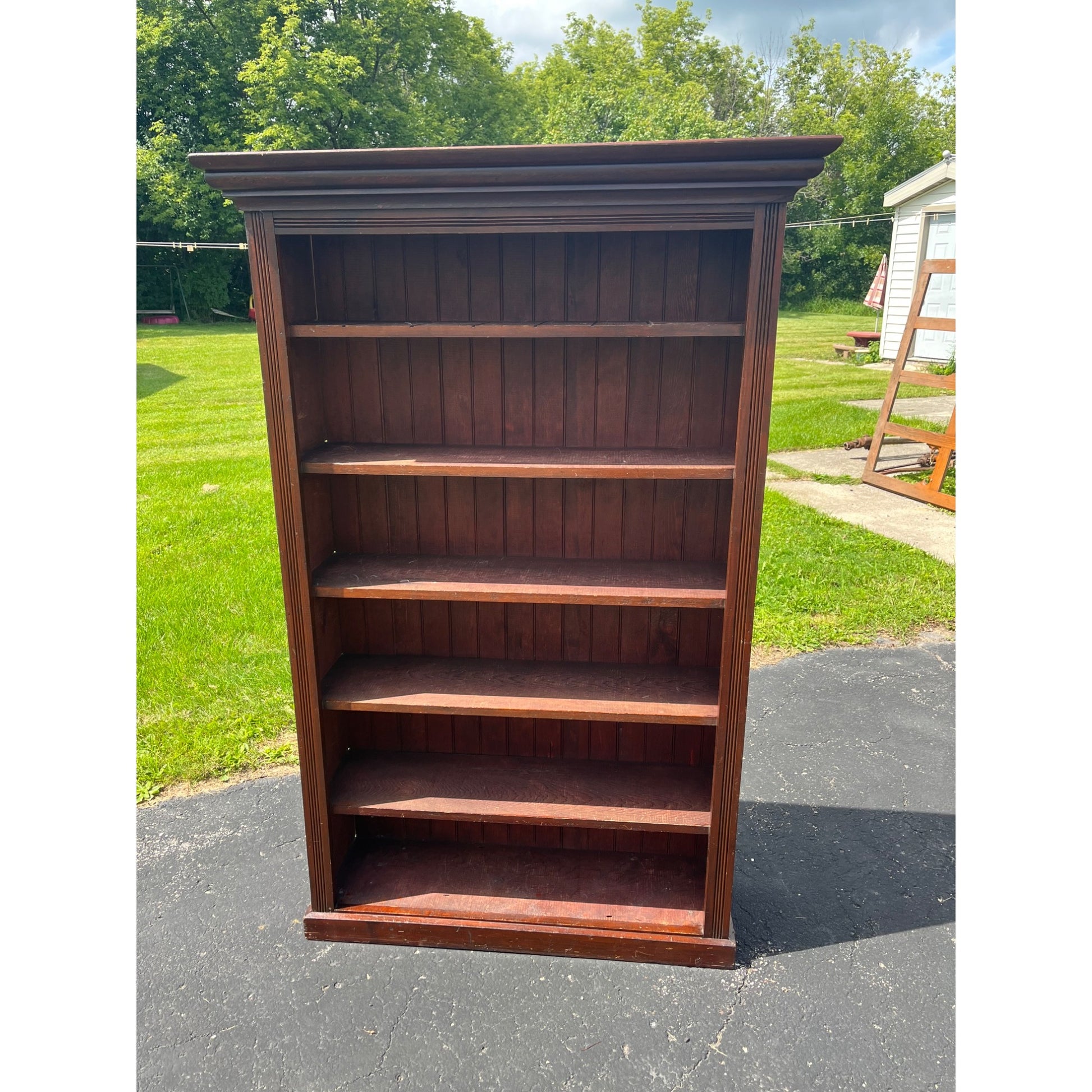 Antique Primitive Style Bookshelf Display Bookcase Cabinet