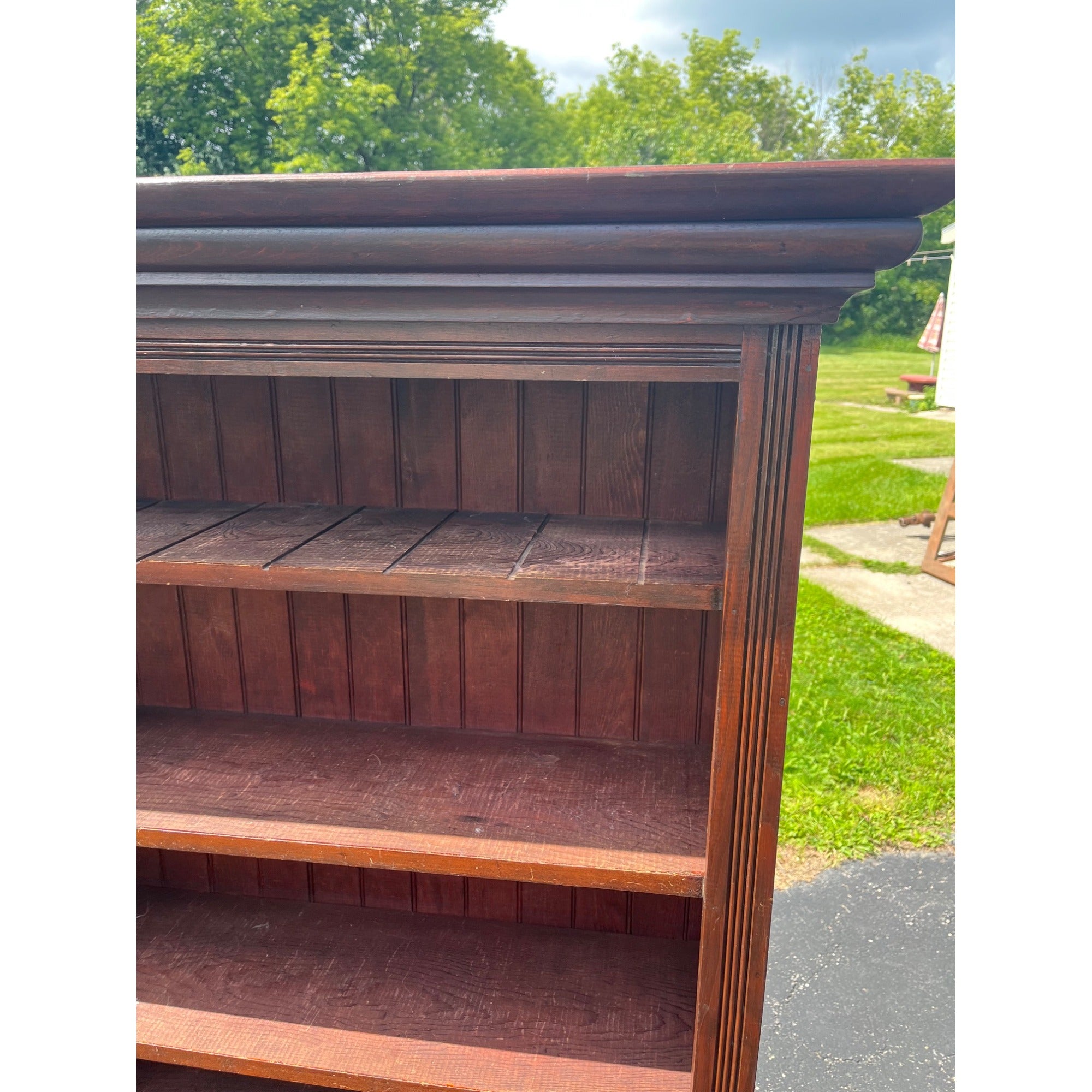 Antique Primitive Style Bookshelf Display Bookcase Cabinet