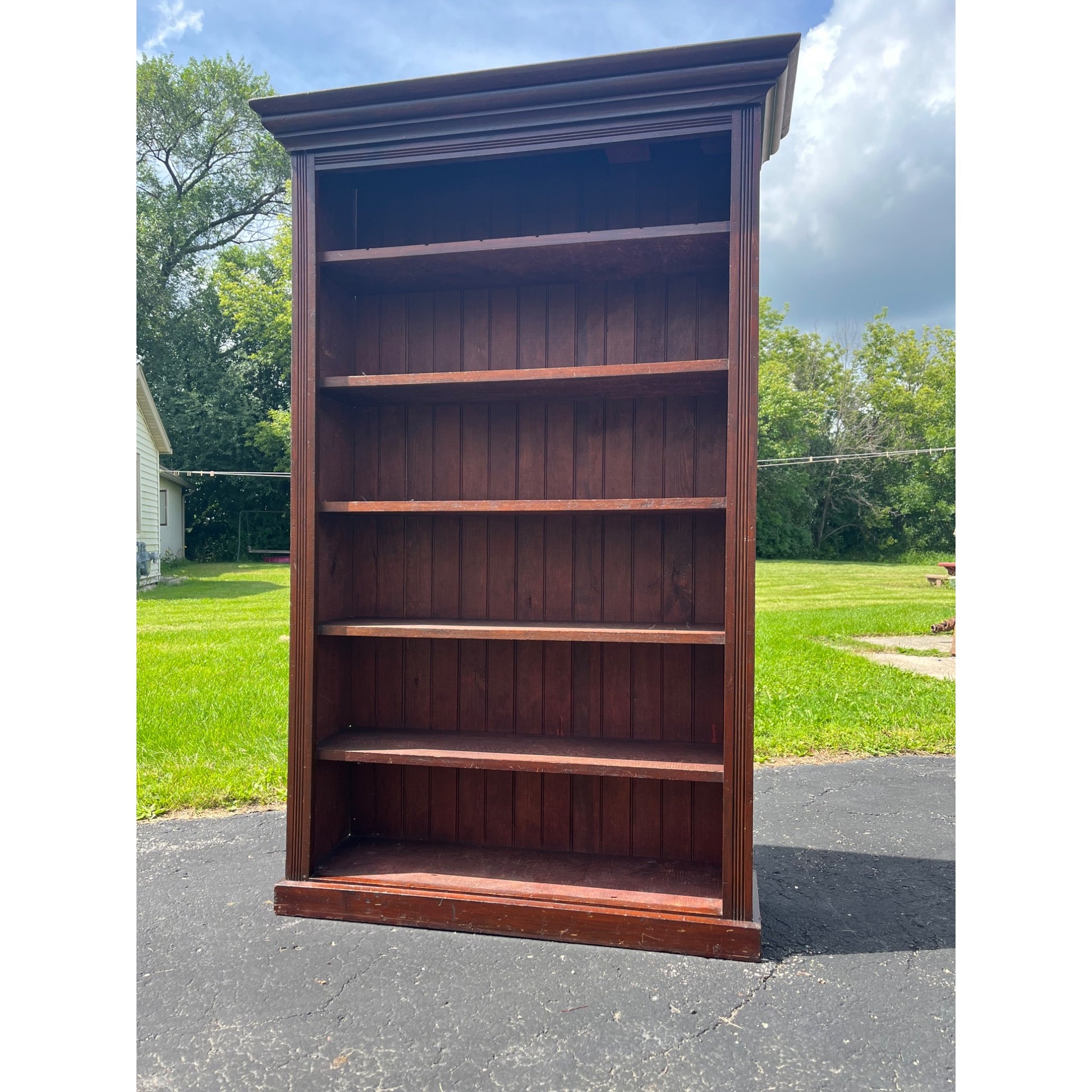 Antique Primitive Style Bookshelf Display Bookcase Cabinet