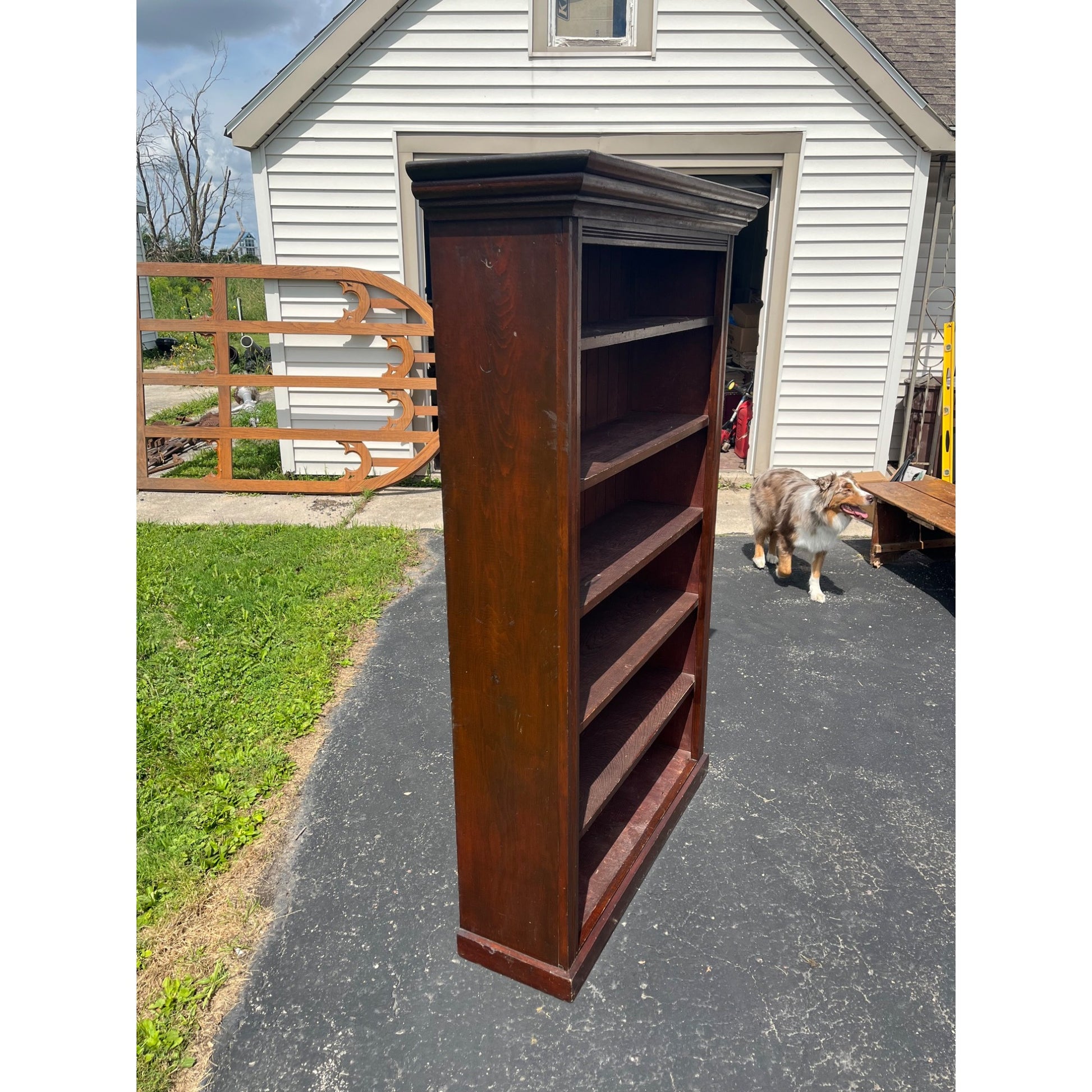 Antique Primitive Style Bookshelf Display Bookcase Cabinet