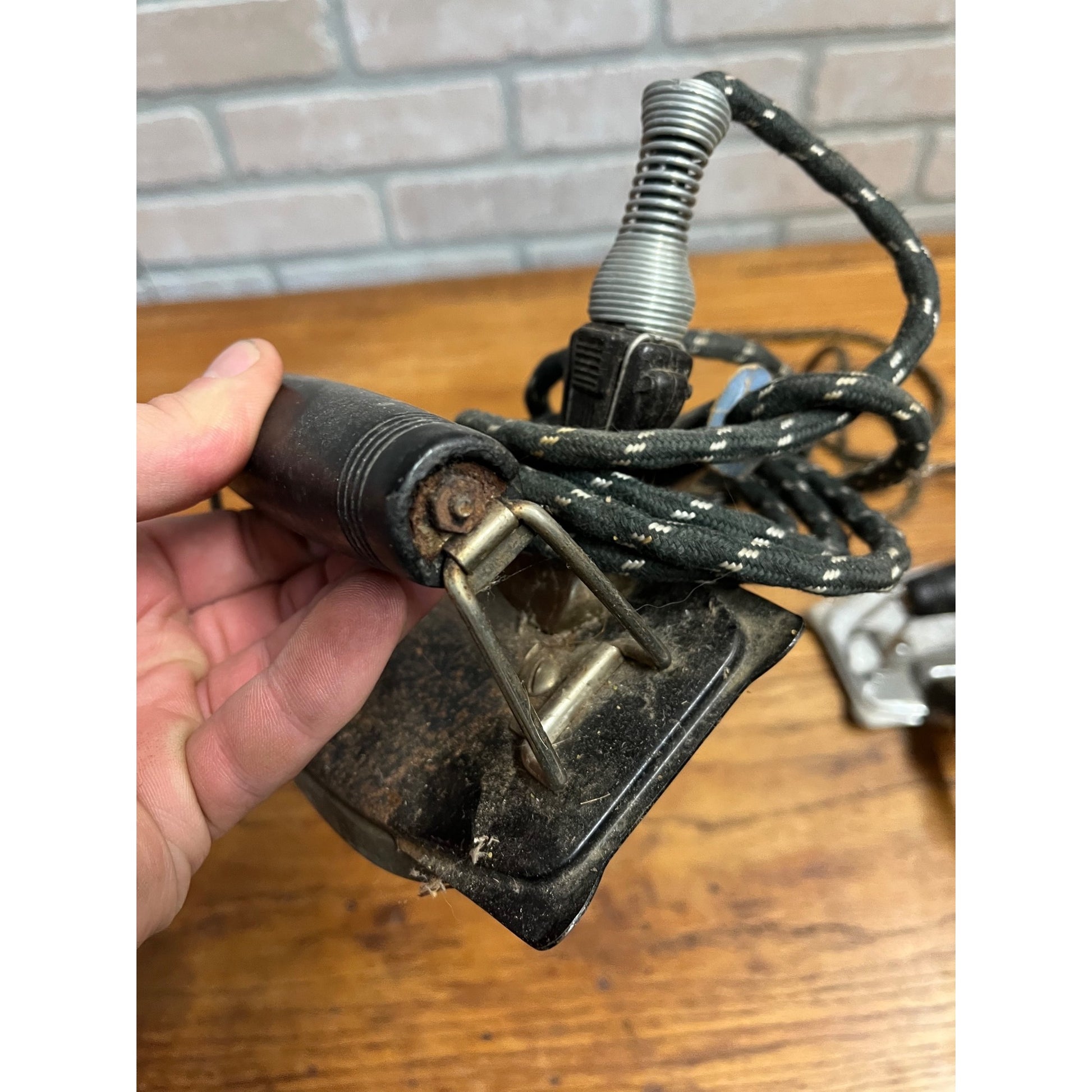 Vintage Lot (2) 1950s Folding Clothes Irons Kenmore & Heatmaster + Cords - AS-IS