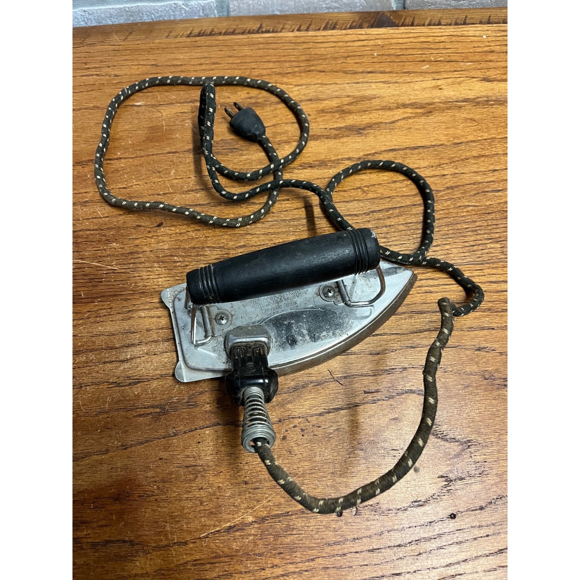 Vintage Lot (2) 1950s Folding Clothes Irons Kenmore & Heatmaster + Cords - AS-IS