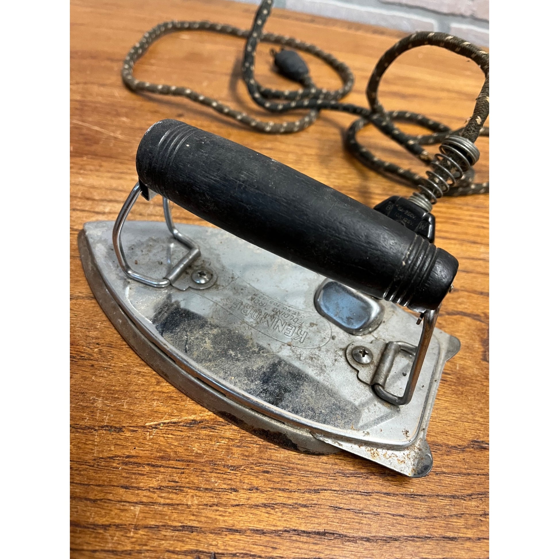 Vintage Lot (2) 1950s Folding Clothes Irons Kenmore & Heatmaster + Cords - AS-IS