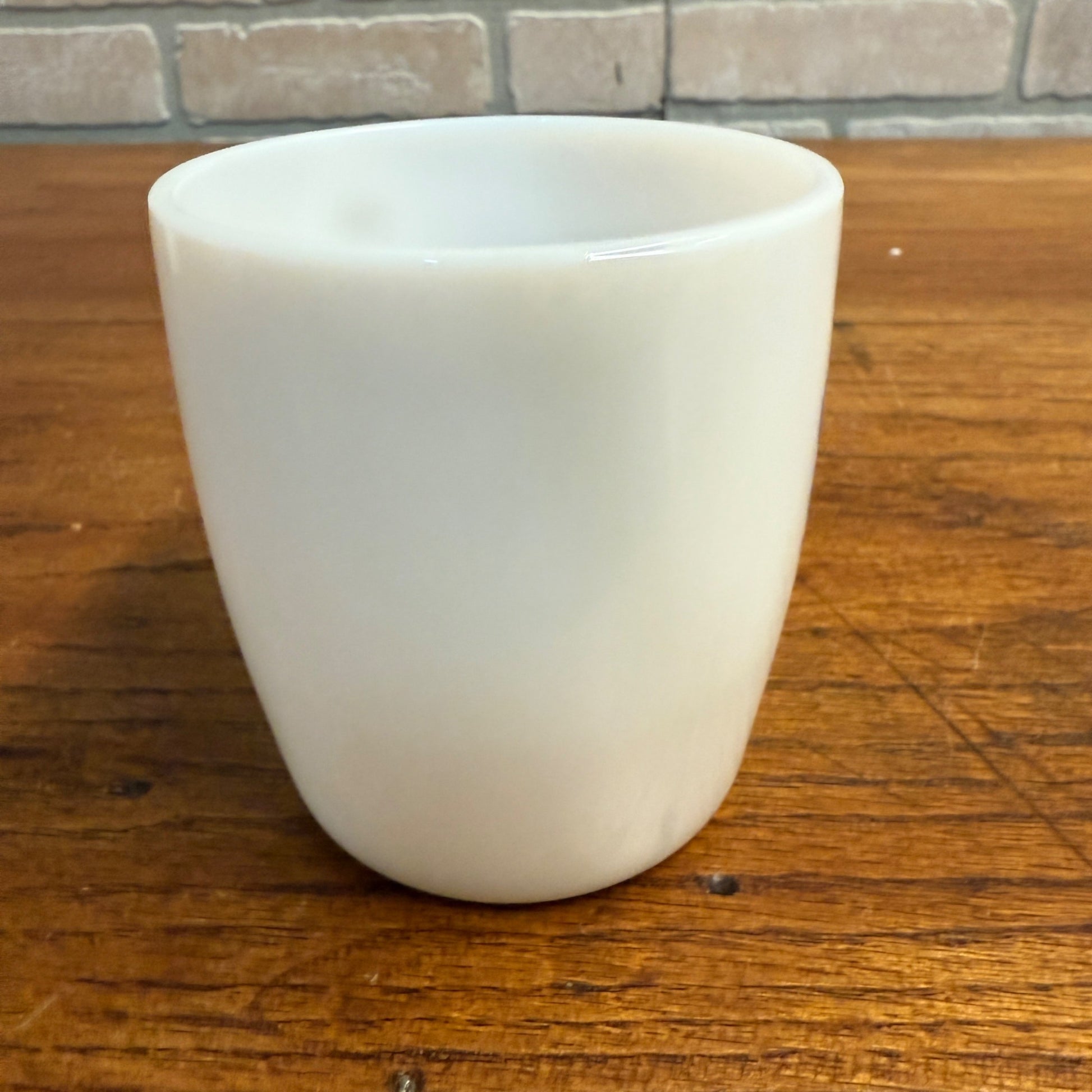 Vintage Waupun Wis Chalet Advertising Milk Glass Mug Coffee Cup