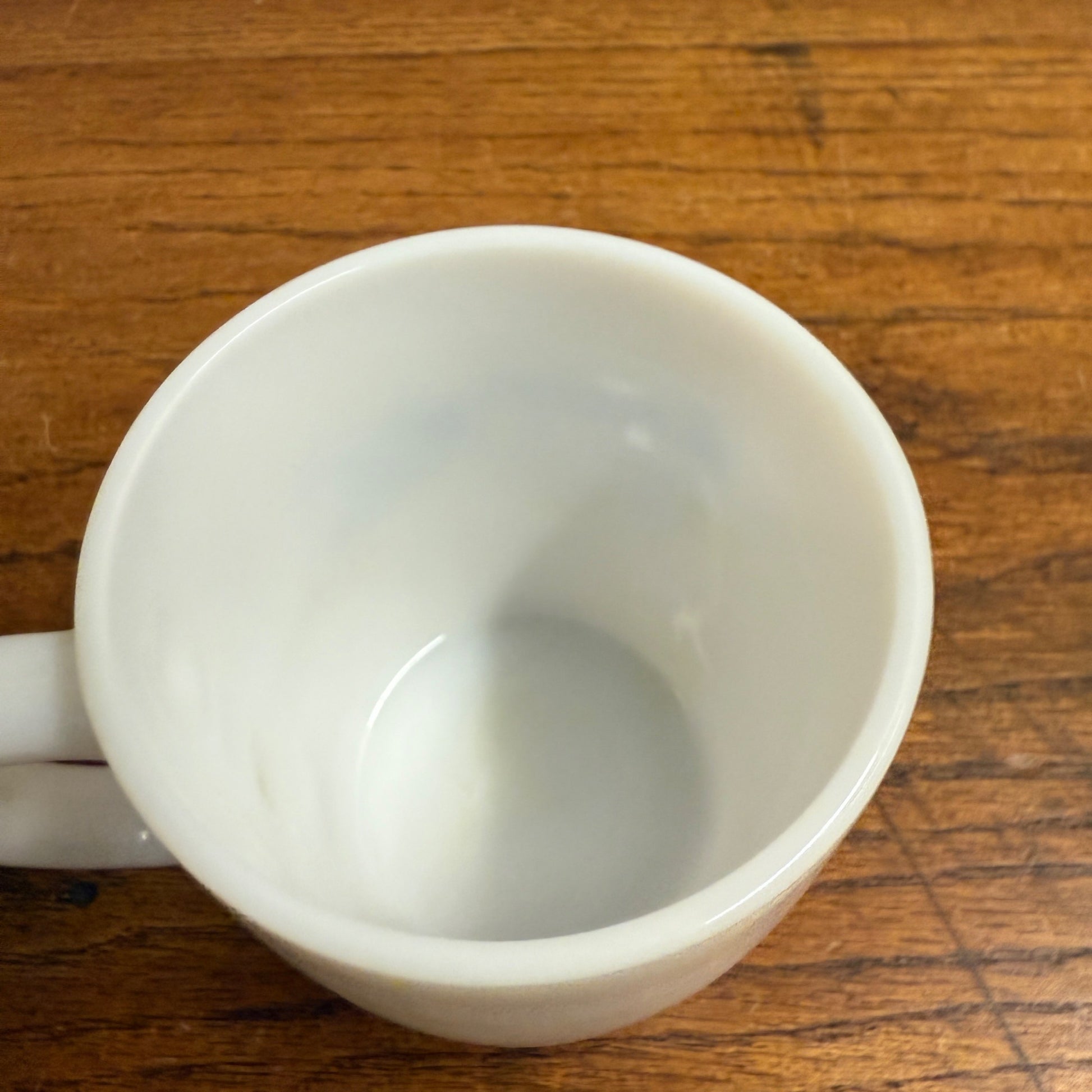 Vintage Waupun Wis Chalet Advertising Milk Glass Mug Coffee Cup