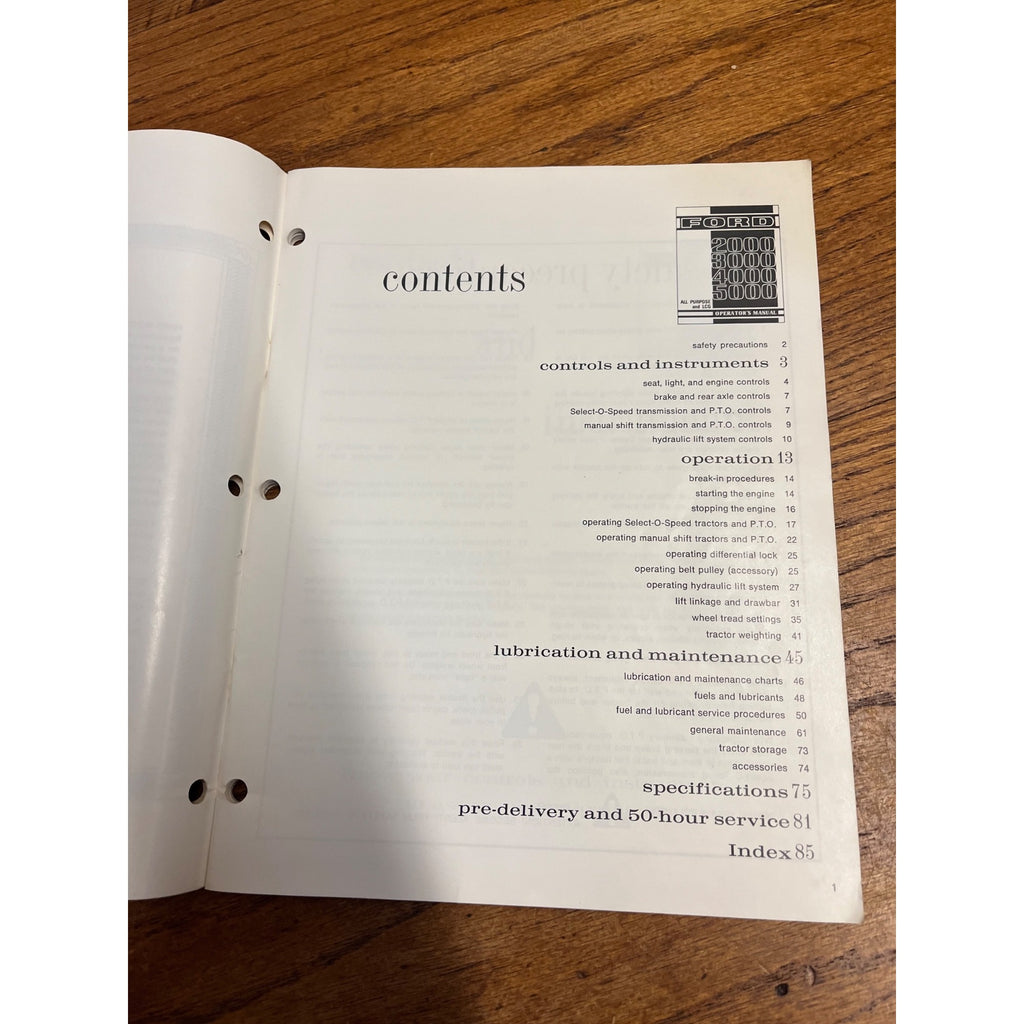 Ford 2000 3000 4000 5000 Tractor Operators Manual Original