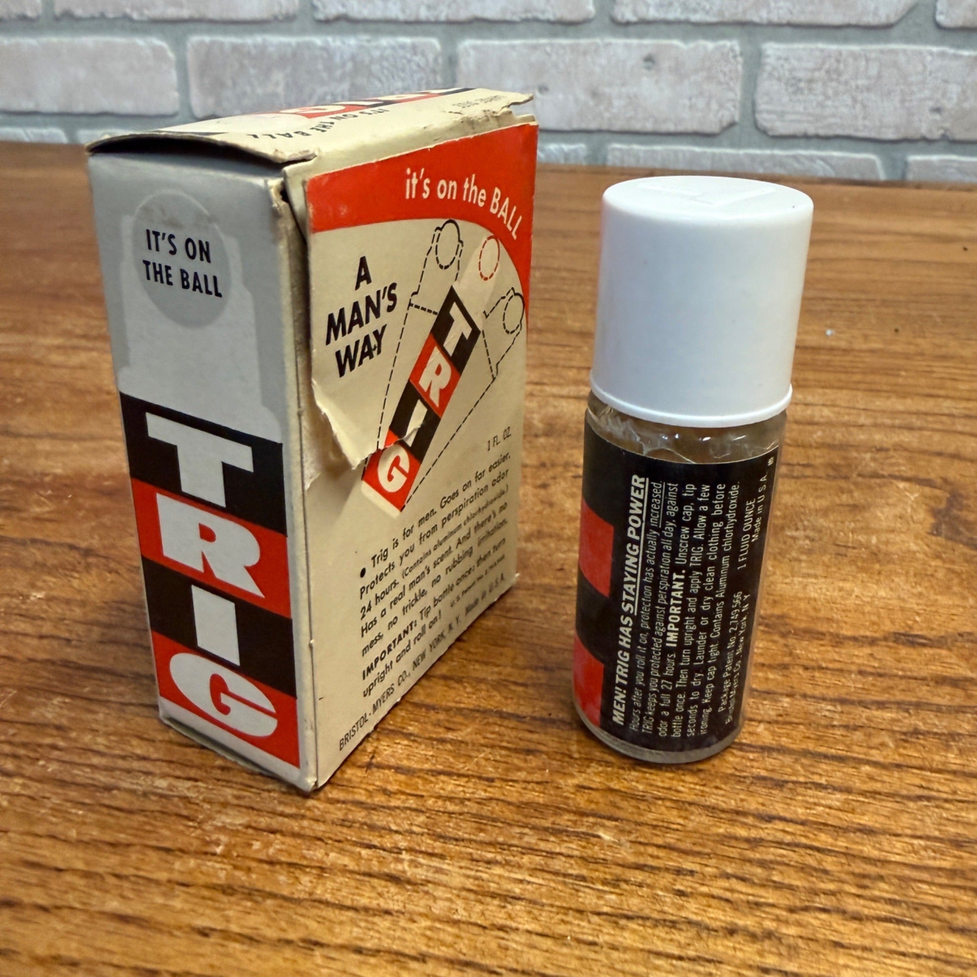 Vintage Display Deodorant Box & Bottle Trig Roll on Bristol Myers New York