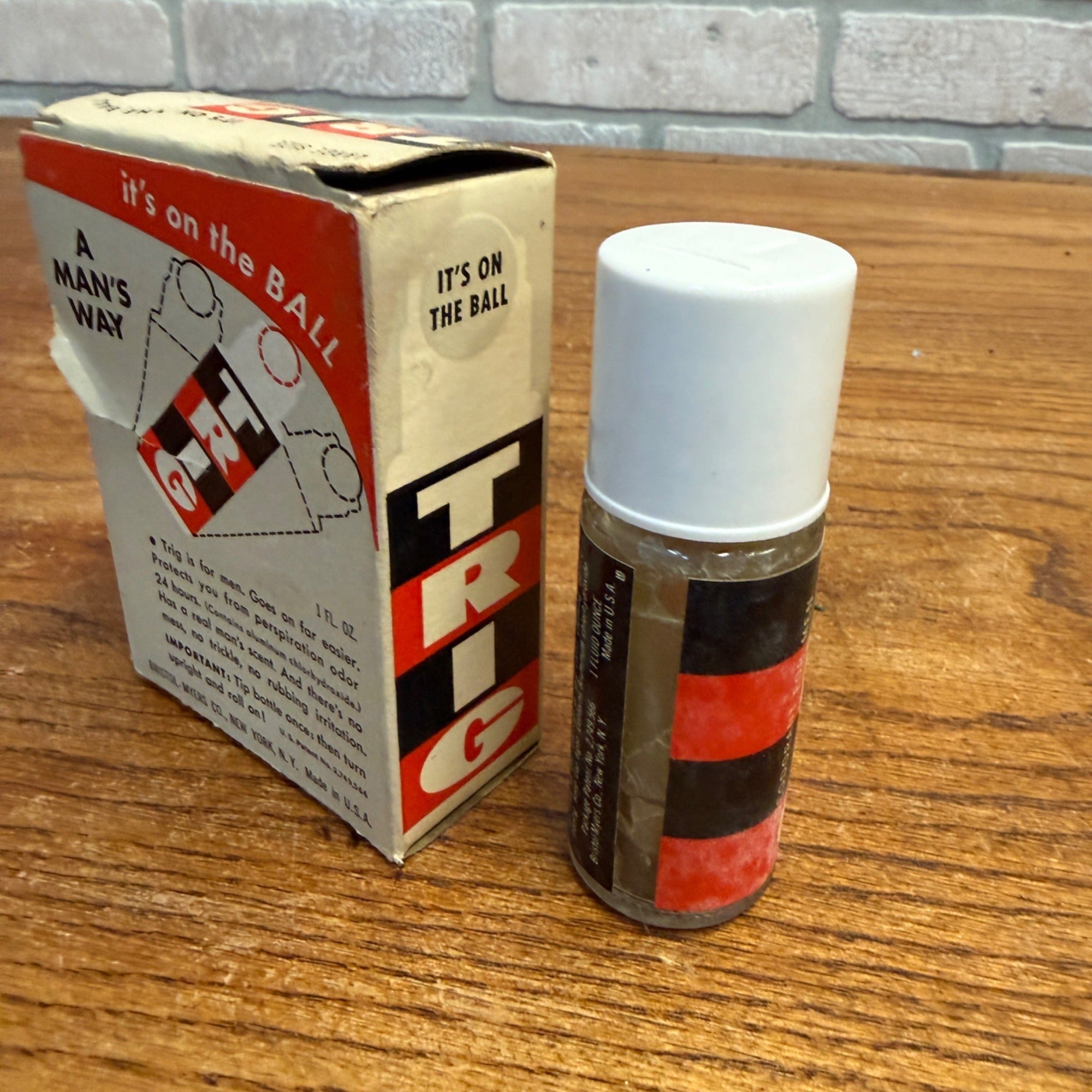 Vintage Display Deodorant Box & Bottle Trig Roll on Bristol Myers New York