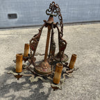 Antique Art Nouveau Victorian Hanging Ceiling Light Candlestick Fixture Chandelier 5-Bulb