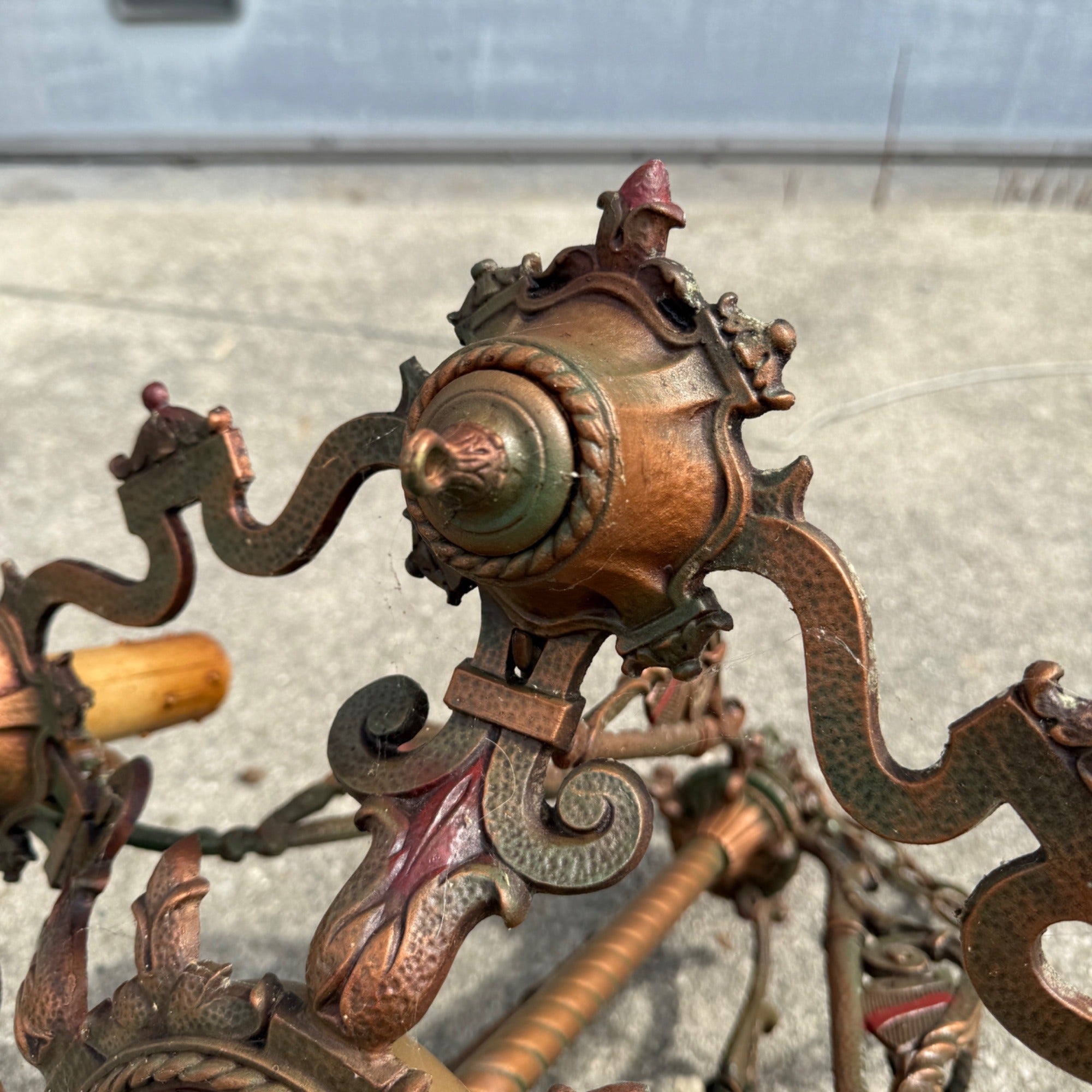 Antique Art Nouveau Victorian Hanging Ceiling Light Candlestick Fixture Chandelier 5-Bulb