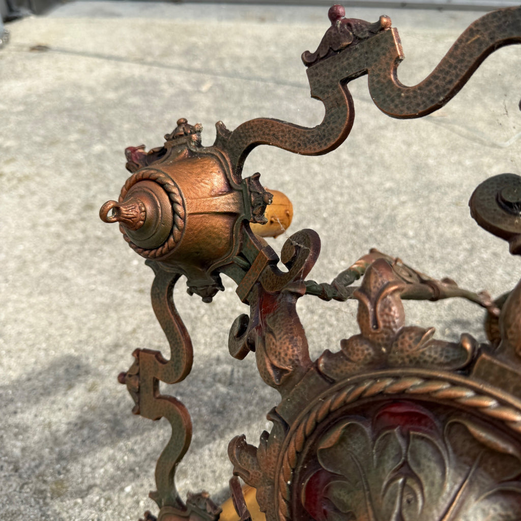 Antique Art Nouveau Victorian Hanging Ceiling Light Candlestick Fixture Chandelier 5-Bulb