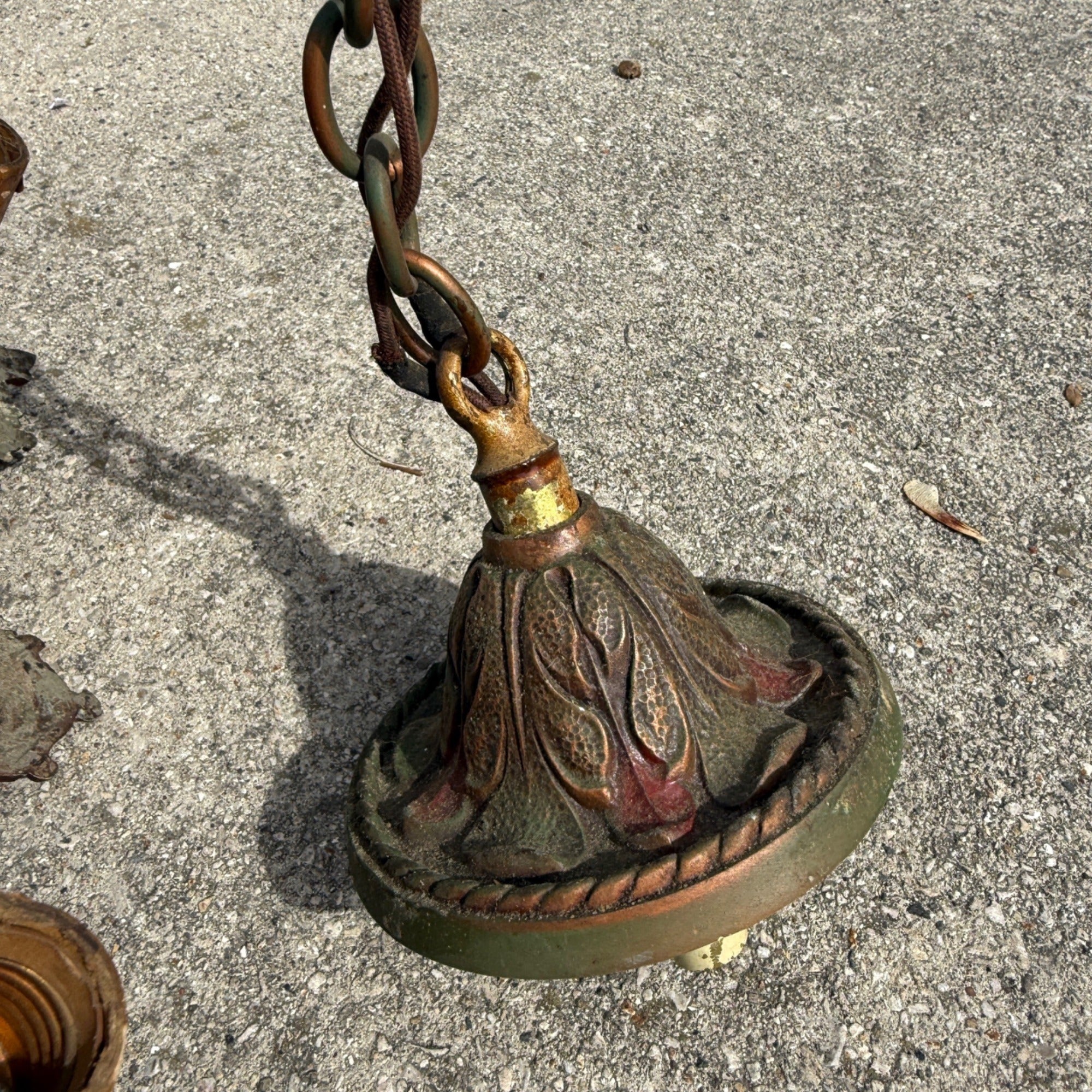 Antique Art Nouveau Victorian Hanging Ceiling Light Candlestick Fixture Chandelier 5-Bulb